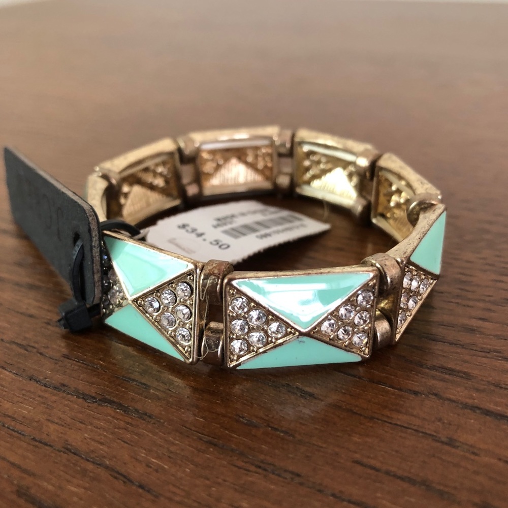 J. Crew Teal Rhinestone Stretch Bracelet